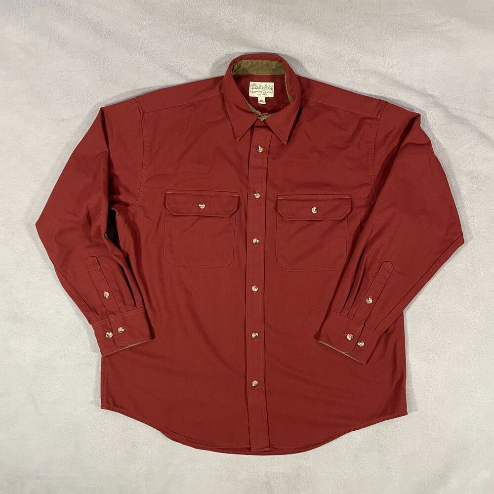 Cabela's Outdoor Gear Men's L Reg Button Up Shirt Double Flap Pocket Heavyweight